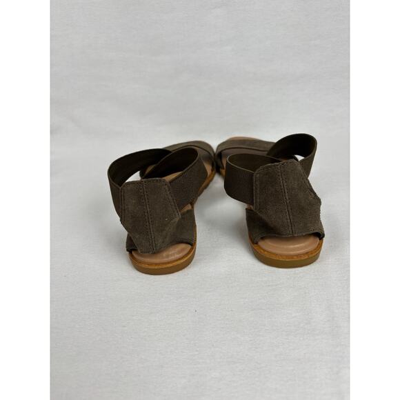 Sorel Women's Ella II Sandal Size 7 olive leather suede elastic flat shoe - Picture 4 of 7